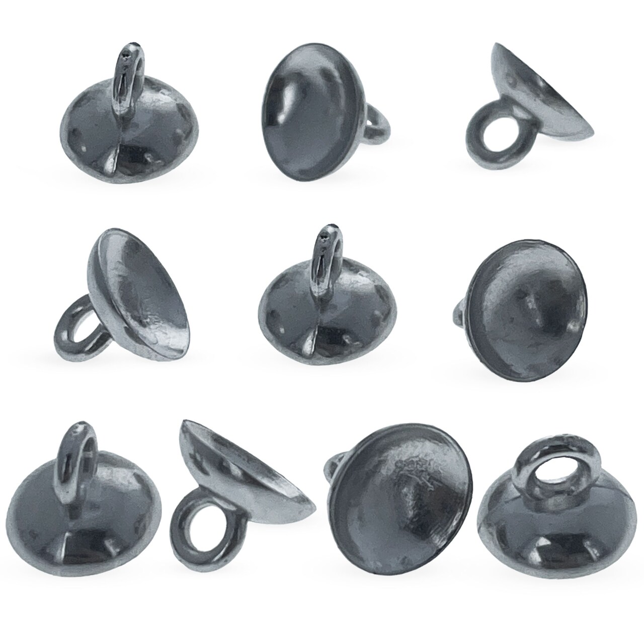 10 Silver Tone Plastic Ornament Caps - Ball or Egg Top Findings, End Caps 0.38 Inches (10mm)